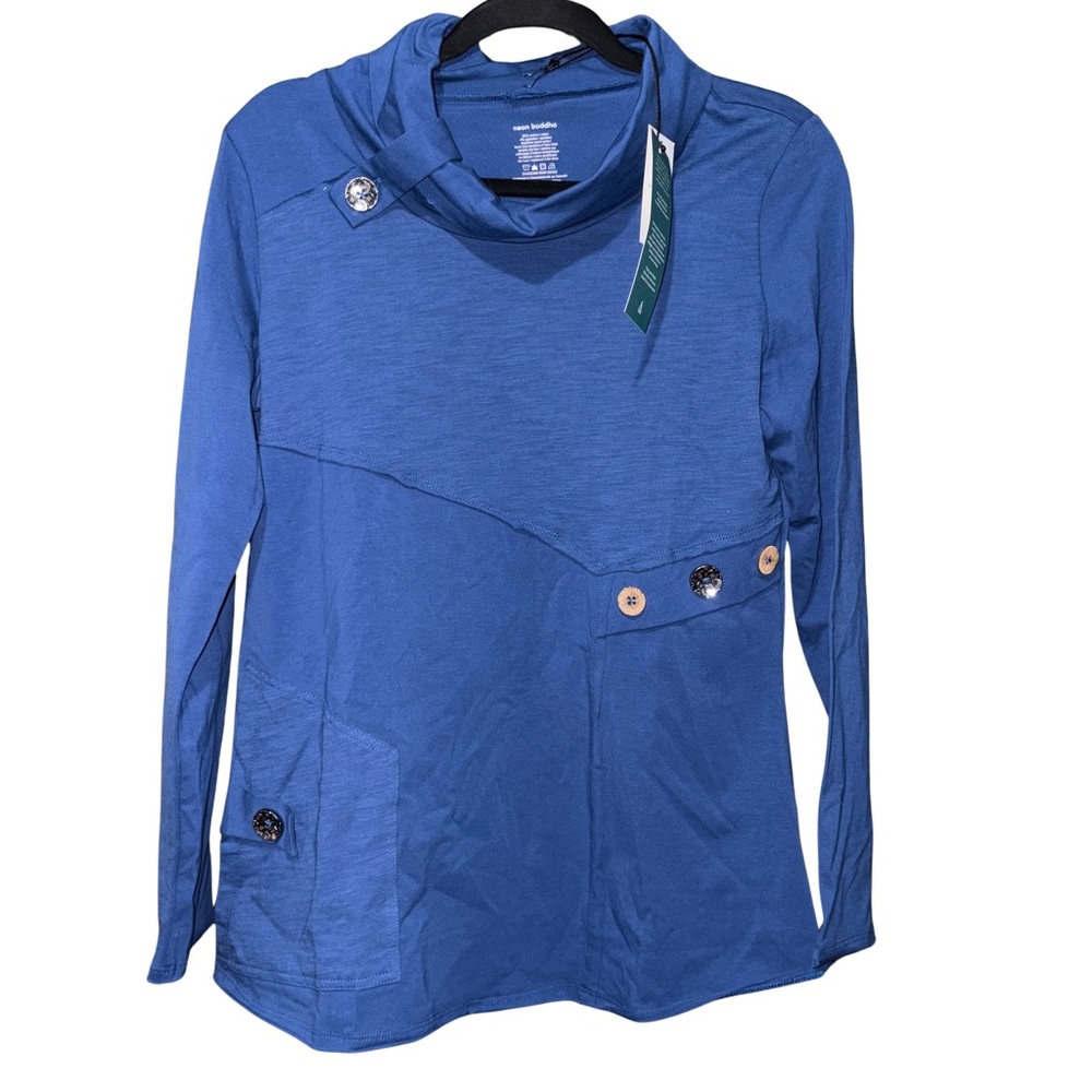 Neon Buddha Blue Asymmetrical Button Accented Tunic NWT